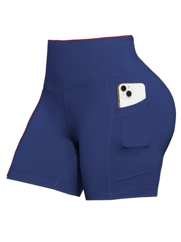 Solid Color Women Shorts with Pockets Butt Lifting Workout Cycling Tights Outdoor Jogging Shorts Fashion Streetwear