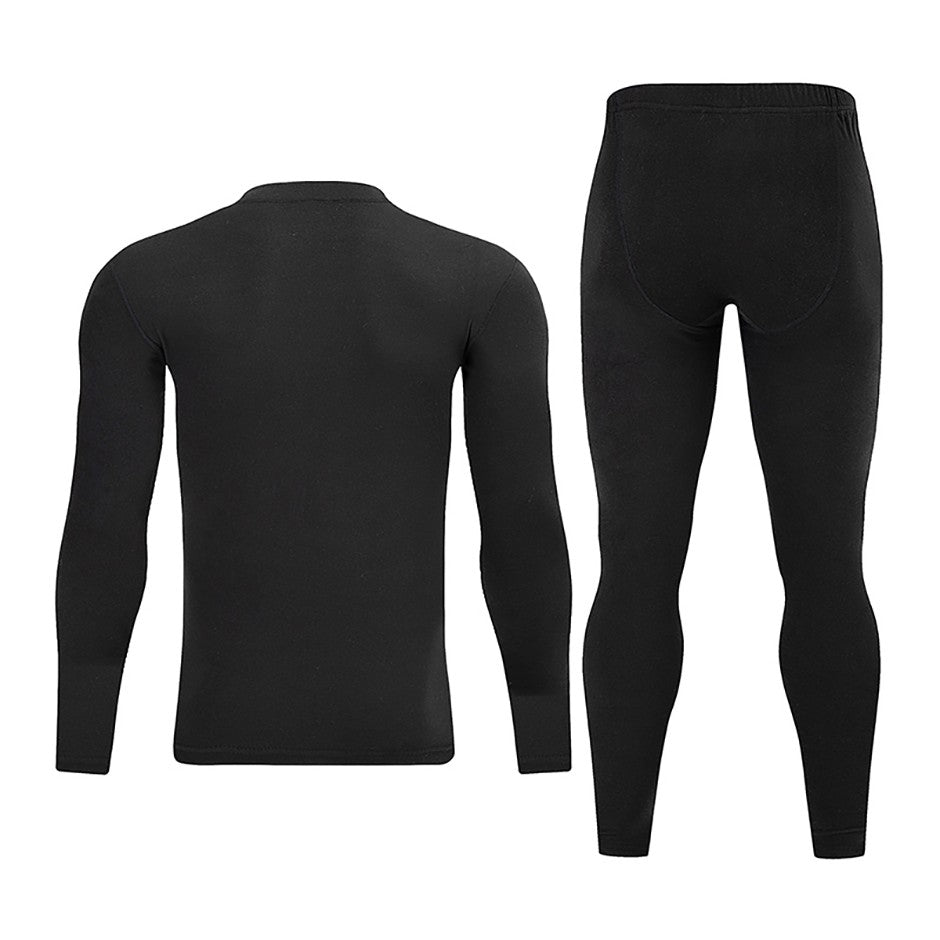 2-piece Autumn/Winter Men's Classic Fashion Basic Warm Underwear Set Loose Large Half High Collar Top T-shirt Elastic Waist Pant