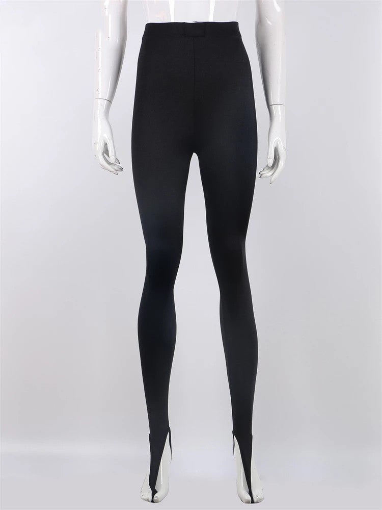 Korean Fashion Winter Black High Waisted Skinny Y2K Women Pants Sexy Glitter Cas