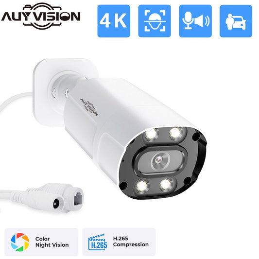 UHD 4K 8MP 5MP POE IP metal Camera Intercom AI Face/Human/Car Detection Color Night CCTV Video Surveillance Security For NVR