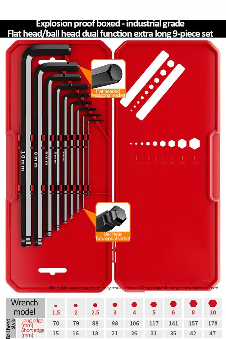 DELIXI ELECTRIC Conjunto de Chaves Allen?Chave Sextavada Allen?Chave de FendaConjunto Embalado em Caixa?LuvaTorque Universal Longo Métrico,para Manutenção de Veículos