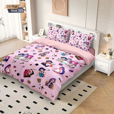 3pc K-Pop Demon Hunters printed coreless down duvet cover in multiple sizes, soft bedroom bedding decoration, machine washable