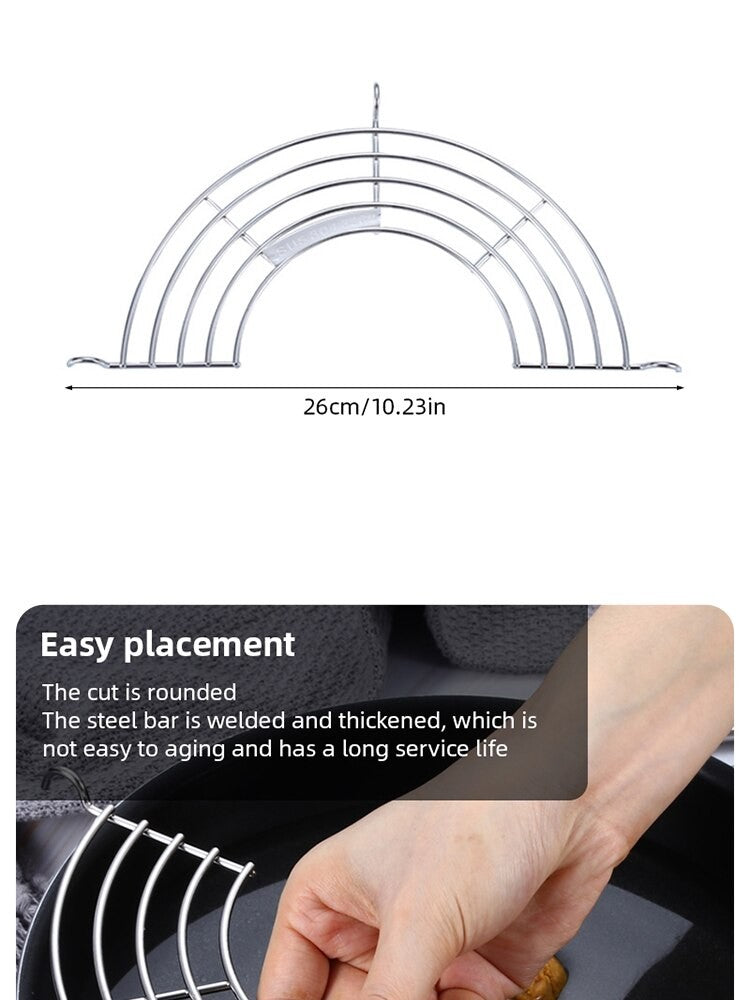 Drainage Rack Barbecue Rack Stainless Steel Hanging Pan Drainage Frying Line Rack Kitchen Insulation Drainage Oil Accessories