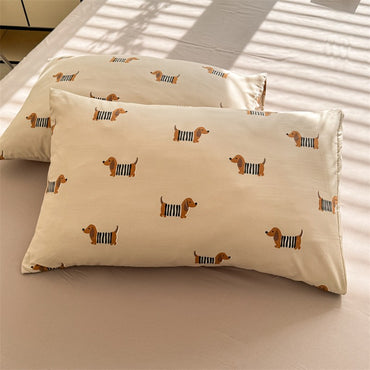 Cute Dog Printed Duvet Covet Set Brown Color Comforter Cover with Pillowcase for Kids Single/Queen/King housse de couette Full