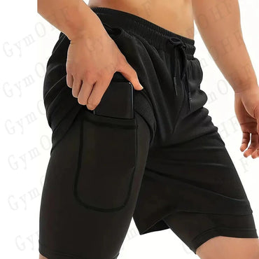 Men's UFC Printed Quick-Dry Double-Layer Sports Shorts, Breathable Tennis Training Shorts