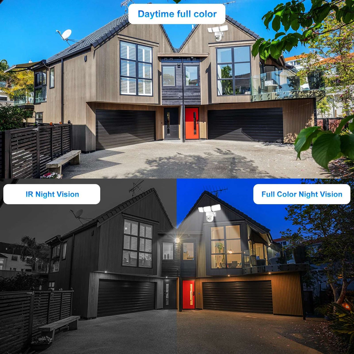 4MP Floodlight Camera Wifi PTZ Outdoor AI Humanoid Tracking Night Vision Cameras CCTV Smart Home Security Protection Icsee App