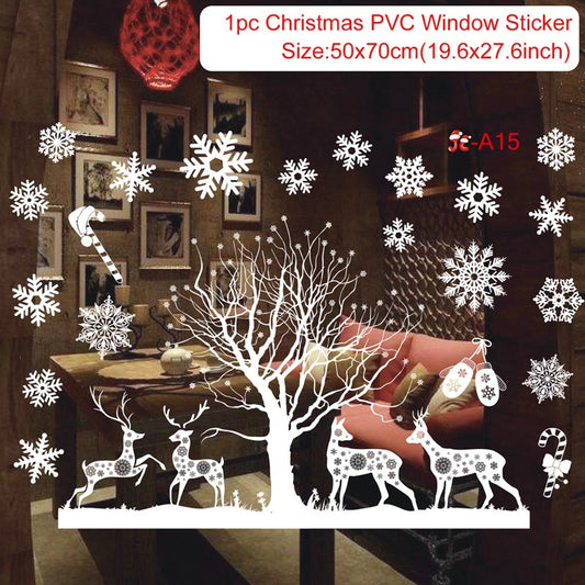 2025 Merry Christmas Wall Sticker Window Glass Merry Christmas Decor for Home Living Room Wall Decor 2026 Happy New Year Sticker