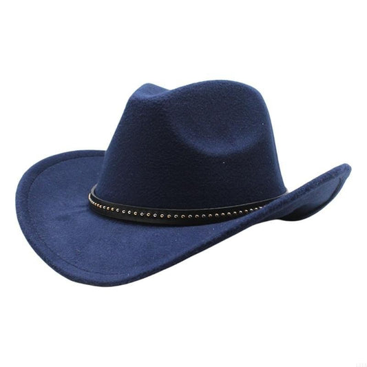 L5YA Elegant Homburg Hat with Unique Ethnic Band Flat Wide Brimmed Hat Surprise Gifts Headwear for Vacation Photo Props