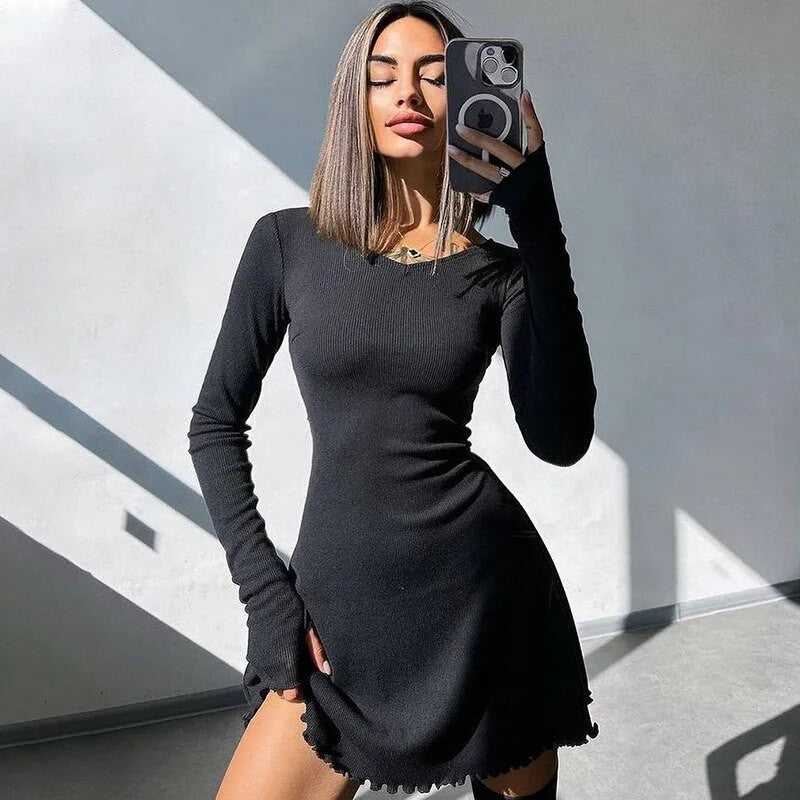 Dulzura Women 2024 Spring Autumn Fashion Long Sleeve Knitted Streetwear Bodycon