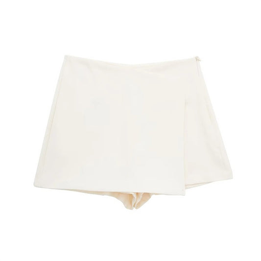 MUJER 2025 Asymmetric Skort For Women Black High Waist Mini Skirt Shorts Women C