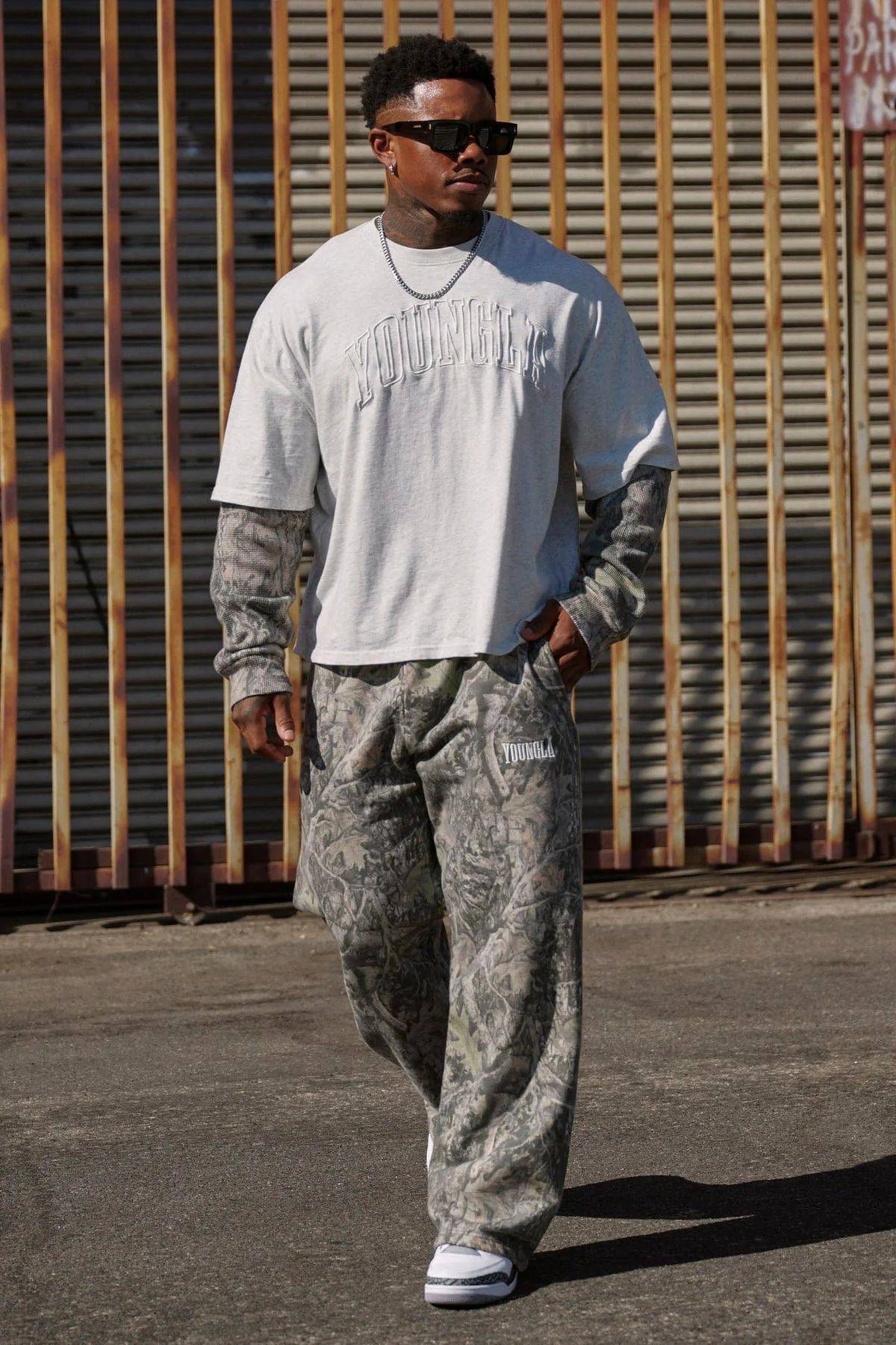 new Young American trendy sweatpants collaboration anime joggers cotton terry print wide-leg casual pants hip-hop street pants