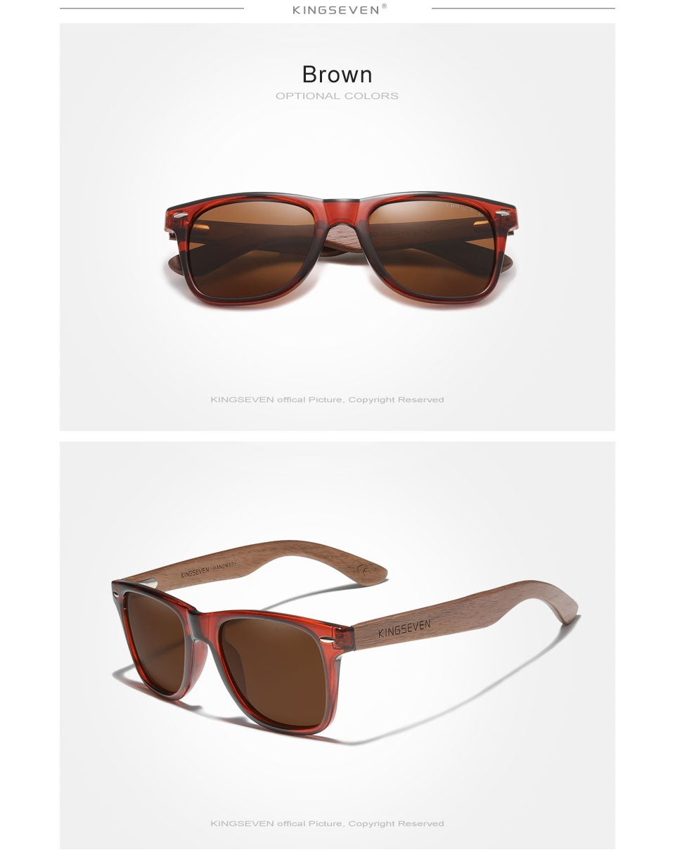 KINGSEVEN Brand 2023 Fashion Handmade Natural Wooden Sunglasses For Men Women Polarized Sun Glasses UV400 Mirror Male Eyewear