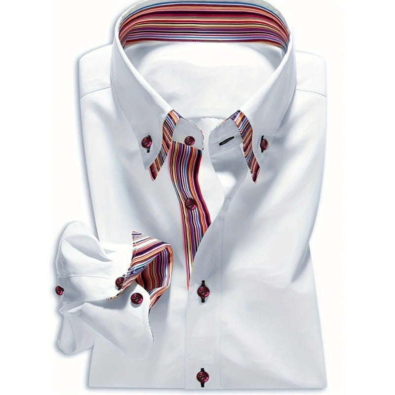 Men Tuxedo Shirt Brand New Men's Fashion Striped Long Sleeve Elastic Shirt Four Season Male Smart Casual Shirts