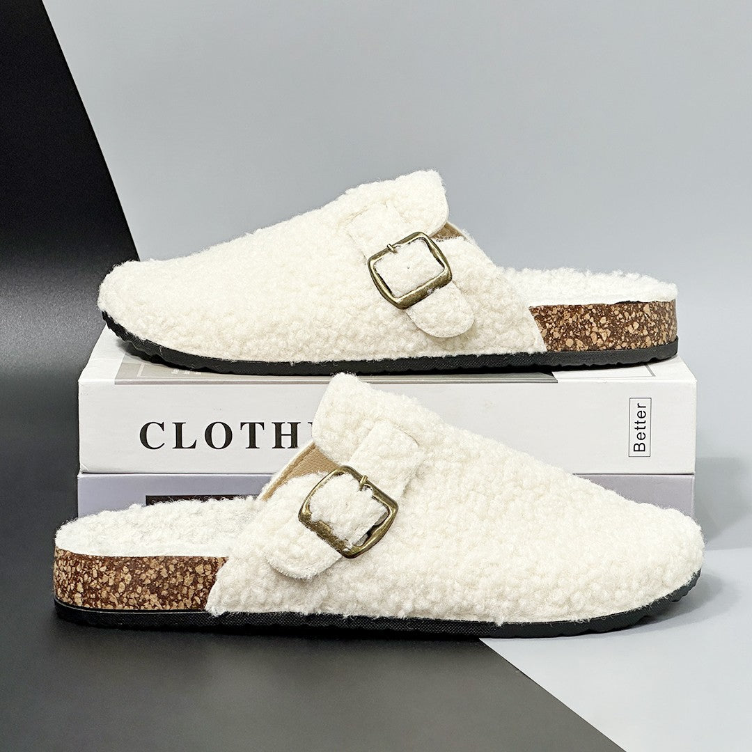 New Fall Winter Women And Men's Slippers With Plush Upper Indoor Outdoor Casual Sandals