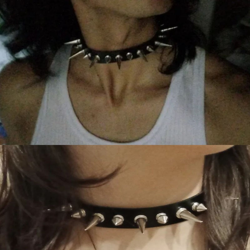 Gargantilha Punk com Spikes Longos, Coleira de Couro Sintético para Mulheres e Homens, Gargantilha com Tachas Grandes e Rebites Estilo Gótico, Acessórios de Colar 2025