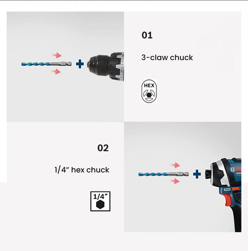 Brocas Bosch Série Expert HEX-9 Hard Ceramic e Multi Construction para Paredes de Tijolo Betão Metal Madeira 5 Peças