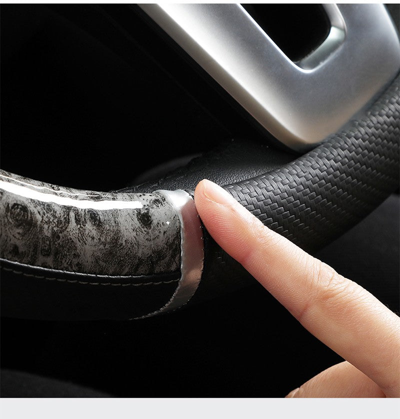 Capa de Volante de Couro Antiderrapante para Carro Capa Protetora Universal com Estampa de Leopardo Estilo Moda 38cm Formato O D