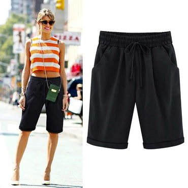 Women Cotton Shorts Casual High Waist Pocket Harem Pant Summer Cool Thin Beachwear Fashion Breathable Female Clothing
