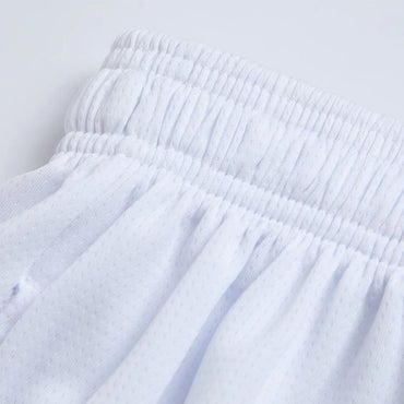 Knee Length Basketball Shorts Men Striped Loose Running Sport Gym Dry Fit Mesh Breathable Fitness Training Workout Bottom Male