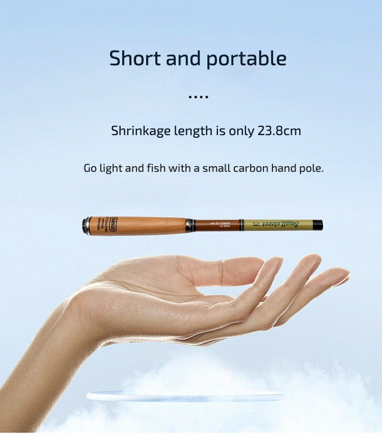 Vara de Pesca 1.2M 1.5M 1.8M Seção Ultra Curta Retrátil 23cm Vara de Carbono Super Leve e Super Dura Bolso Mini Vara