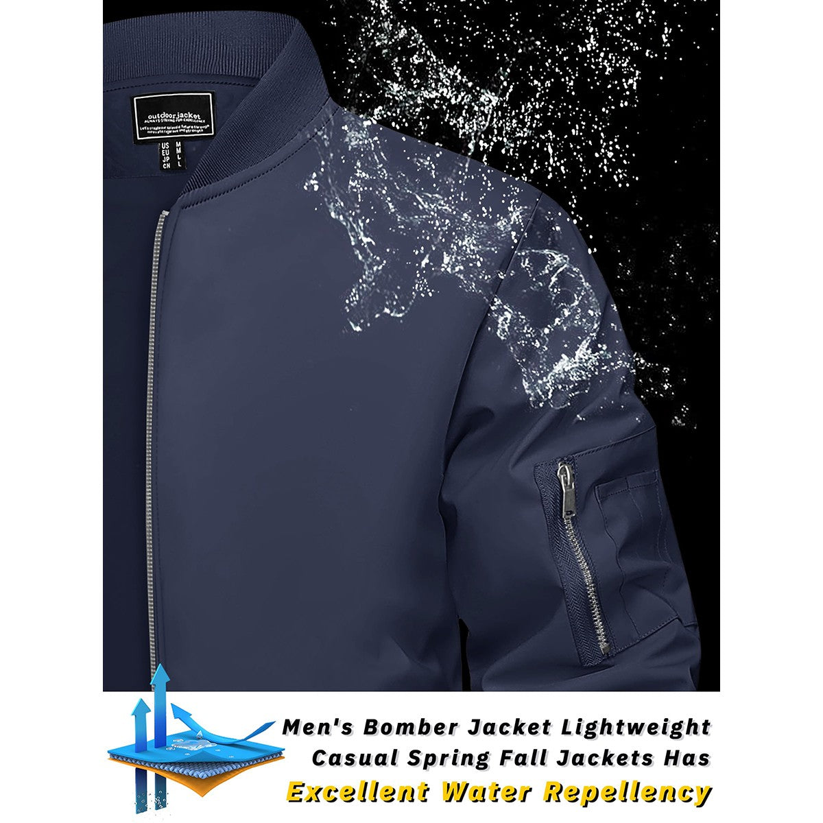 TACVASEN Men's Bomber Jacket Summer Autumn Thin Lightweight Casual Windbreaker Multi-pockets Full Zip Up Varsity Baseball Jacket