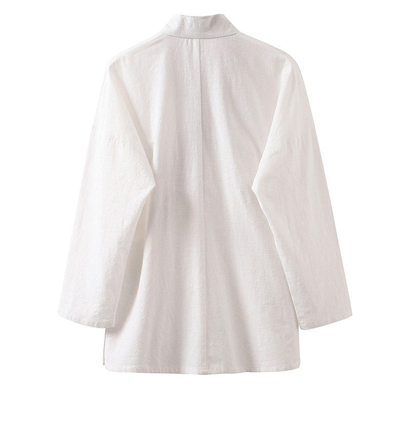 M-7XL Traditional Cotton linen Kimono Shirt Long Sleeve Japanese Streetwear Vintage Shirts Plus Size Chinese Clothing 5XL 6XL