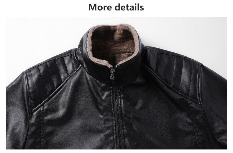 Winter Fleece-lined Leather Jacket Men 2025 New Coat Men's Top Windproof Leisure Mens Streetwear Zipper Retro Moto Biker Jackets