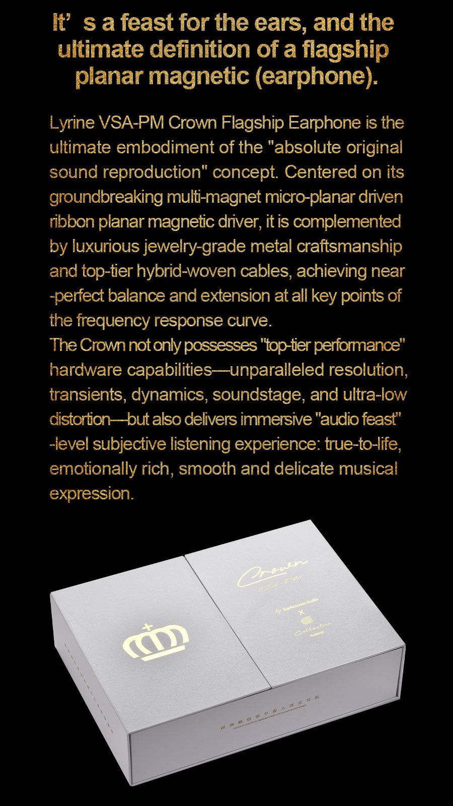 EarAcoustic VSA-PM Crown 11.4mm Planar Ribbon Diaphragm Magnetic Driver 2Pin 0.78mm Wired HiFi Audiophile In-ear Earphone IEMs