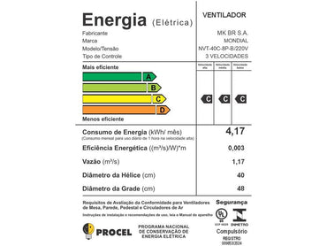 Turbo Mondial Column Fan NVT-40C-8P-B 40cm 8 Speeds 3 Speeds Black and Silver-220V