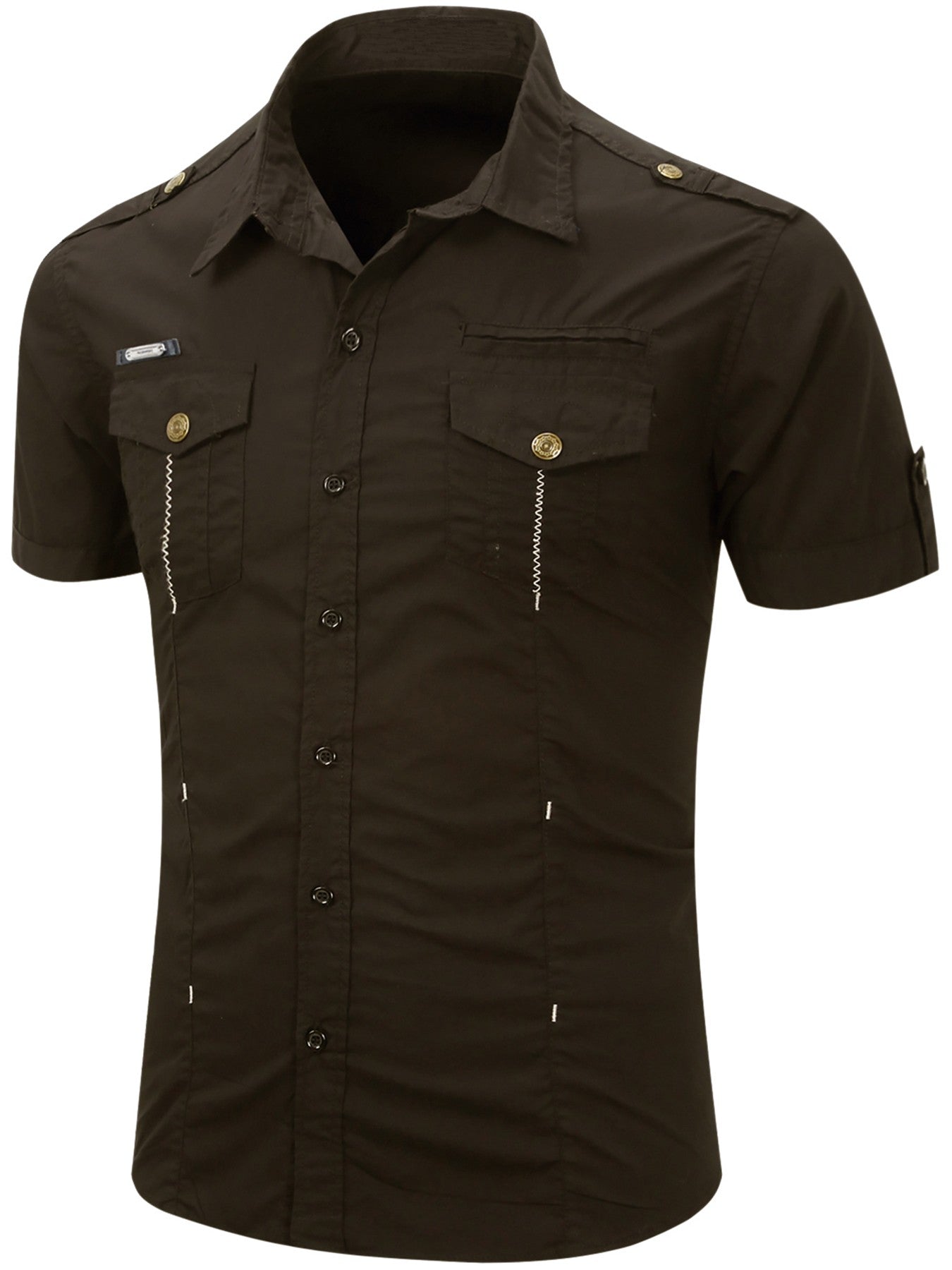 New Fashion 2023 Men's Safari Shirt Short Sleeve Summer Casual Tactical 100% Cotton Cargo Outdoor Pocket Work Shirts for Men