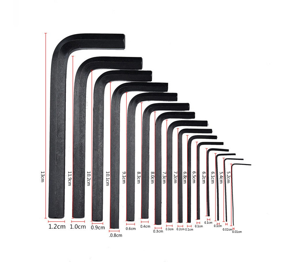 30 Peças Chave Allen Sextavada 0.028"- 3/8" Polegadas & 0.7mm-10mm Tamanho Métrico Aço Cromo-vanádio Chave Ferramenta Braço Longo Conjunto