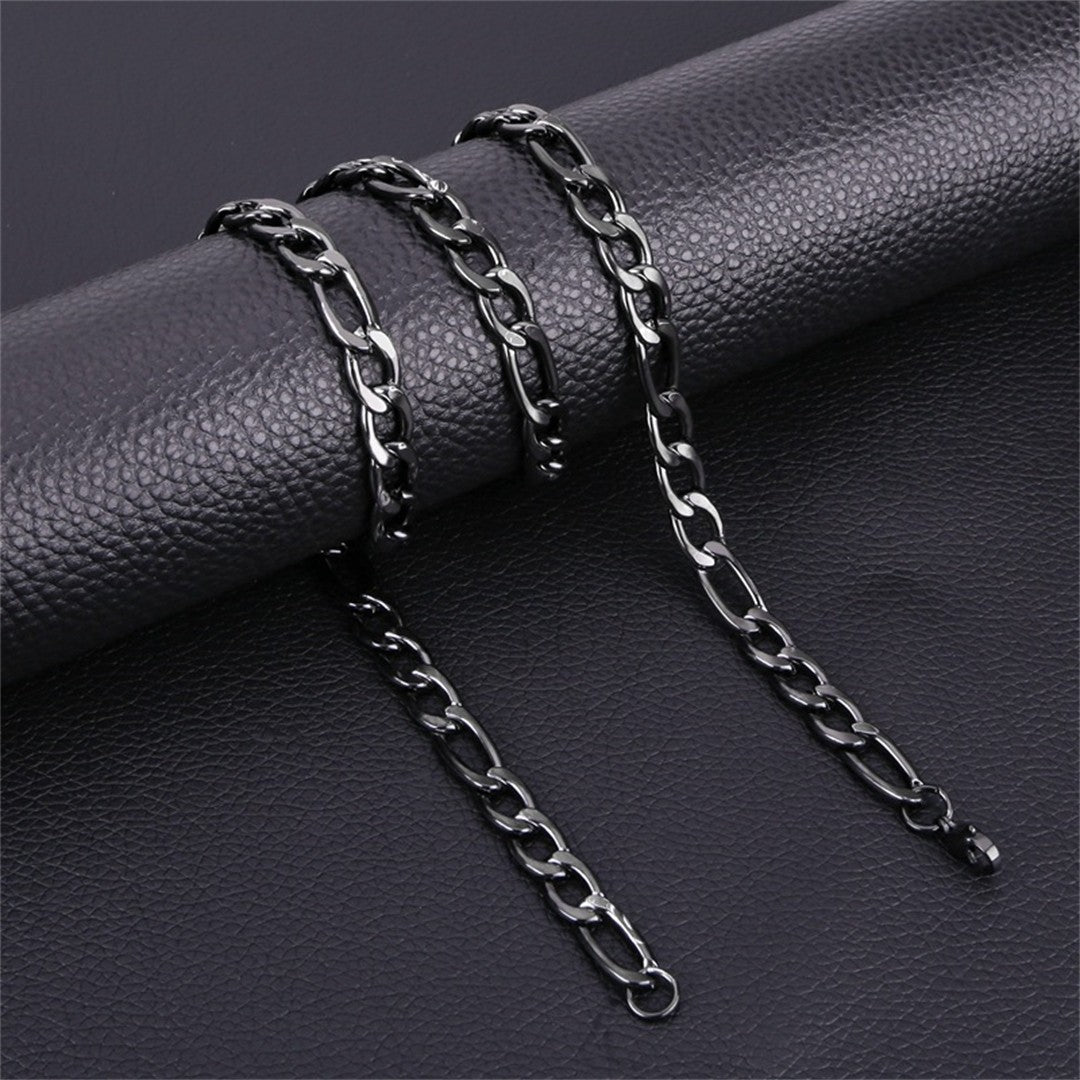 Fashion New Figaro Chain Necklace Men's Punk Silver Color Stainless Steel Long Necklace Men's Hip Hop Jewelry Gift