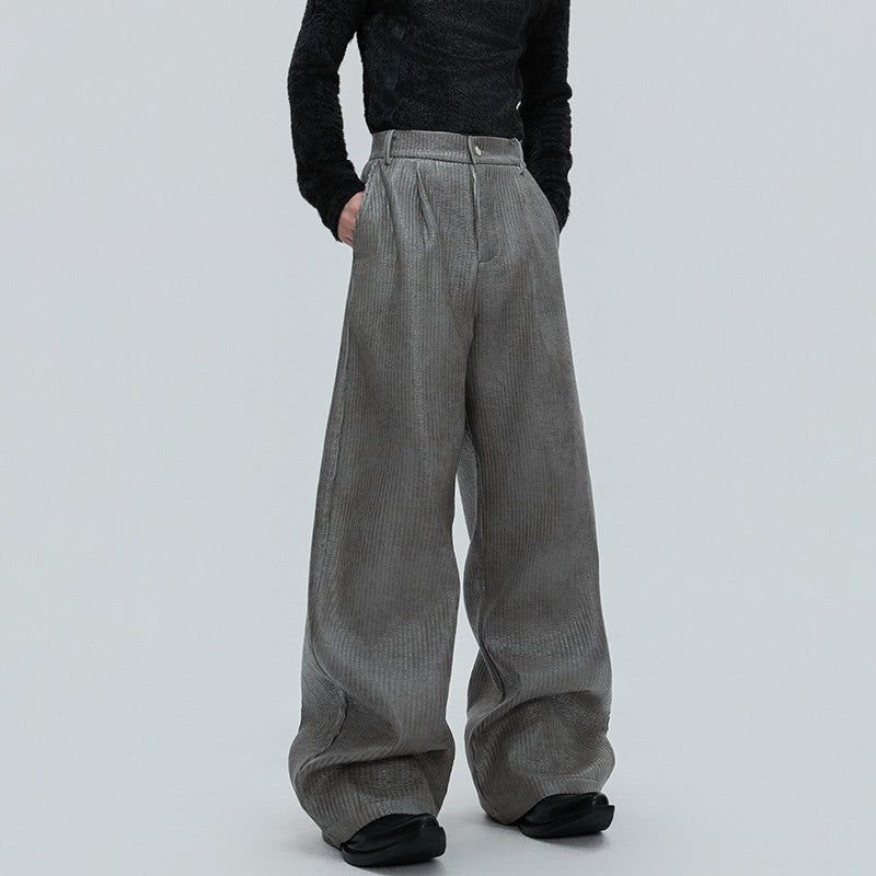 LUZHEN Fashion Original Metal Color Wide Leg Casual Pants Men 2025 New Luxury Solid Color High Quality Handsome Trousers JY4784