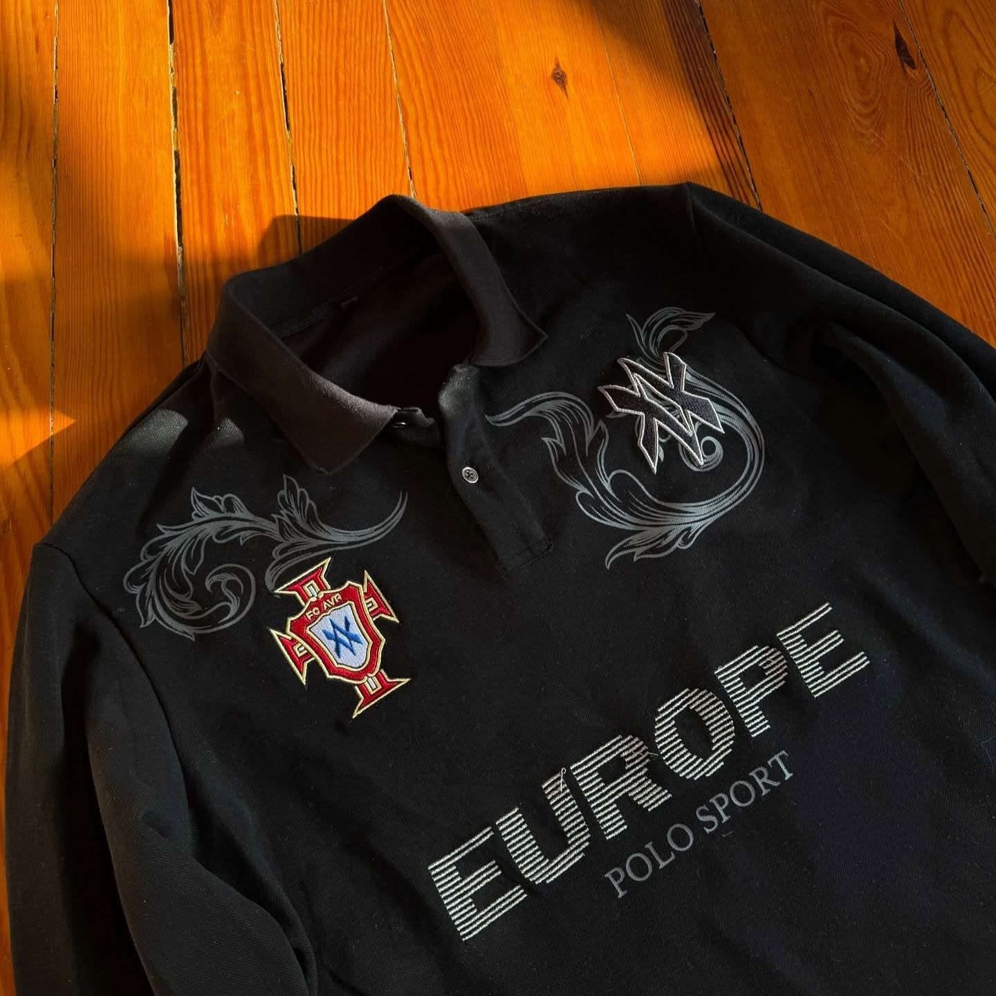 Retro Long Sleeve Polo Shirt Y2k Casual Loose Letter Pattern Embroidery T Shirts Street Sweatshirt Men Cotton Jersey Lapel Golf