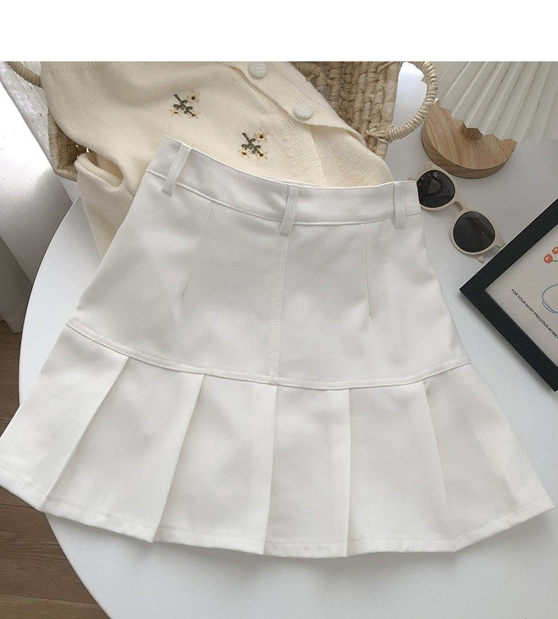 Y2K Vintage High Waist Pleated Skirt Women College Style Uniforms Safety Pants M