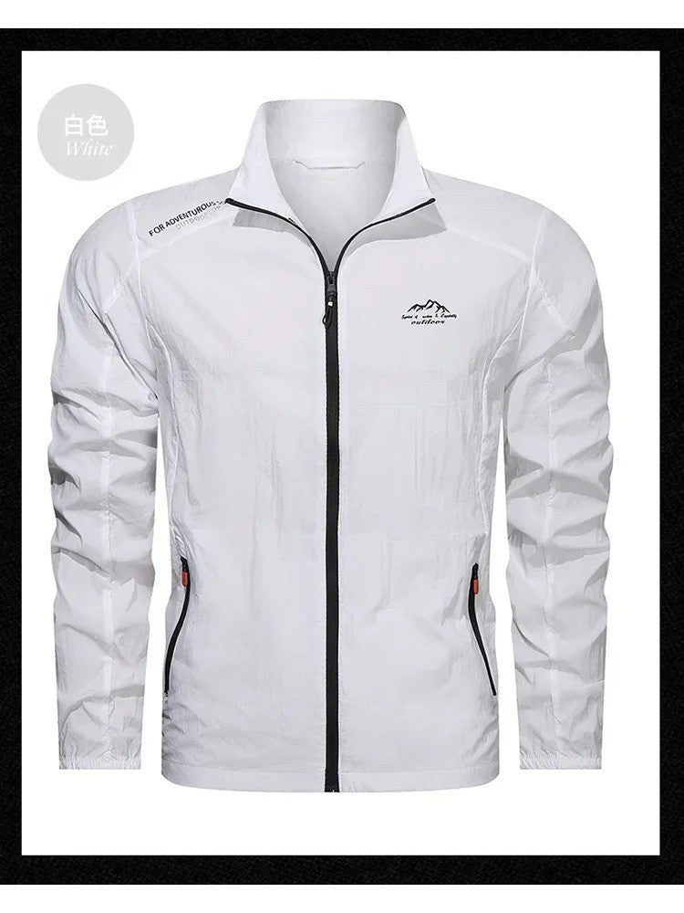 Men Summer Windbreaker Zip Pockets UV Sun Protection Jackets Breathable Ultra-light Working Clothes Outdoor Skin Thin Coats Camp