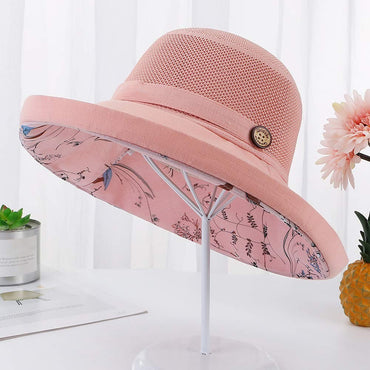 Chapéus de Sol de Tela para Mulheres, Chapéu de Sol de Verão UV UPF Dobrável com Aba Larga e Tira de Queixo, Chapéus de Sol para Homens e Mulheres com Proteção UV, Chapéu de Sol com Proteção de Pescoço