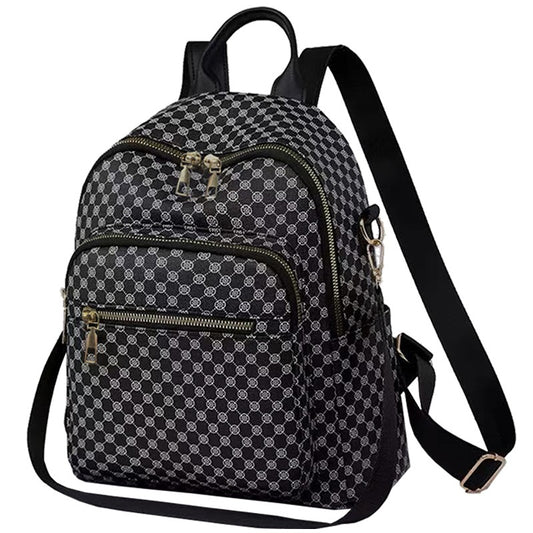 Neutral color backpack for men and women with multi-layered pockets and colorful design for schoolbags