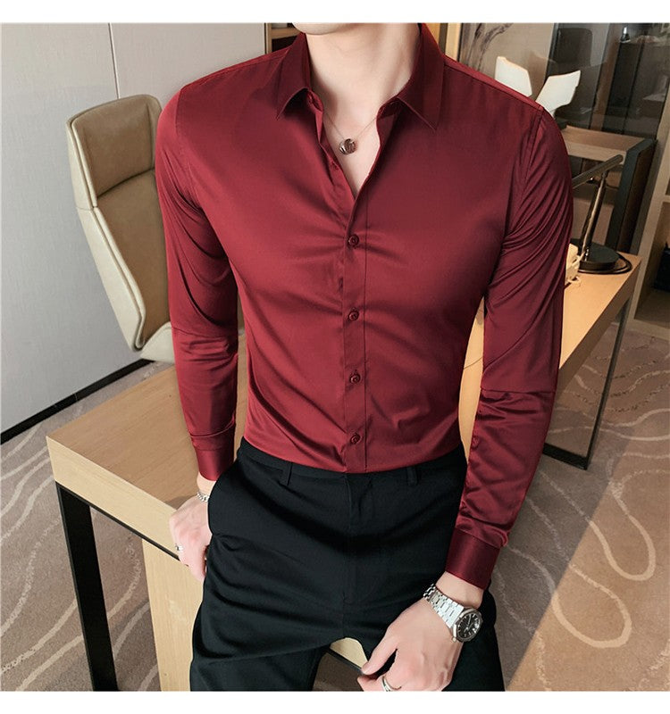 Plus Size S-7XL High Quality Men Dress Shirt 2024 Autumn Long Sleeve Solid Business Slim Shirts Homme Dress Social Casual Shirt