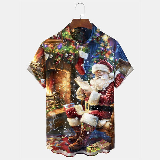 Christmas Humorous Funny Santa Claus Shirt For Men 3D Print Hip Hop Music Button Shirts Beer Party Fun Xmas Hawaii Shirt 2026