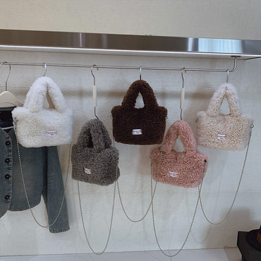 Shake Fleece Plush Bag, Women's New Stylish Single Shoulder Crossbody Bag, Plush Hand-Held Plush Bucket Bag