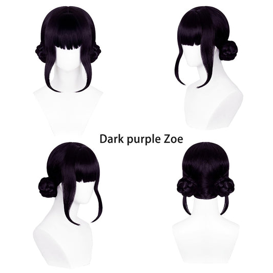 Anime Kpop Demon Hunters? Zoe Cosplay Synthetic Hair Black Dark Purple Halloween Carnival Daily Party High-Quality 2d Wig