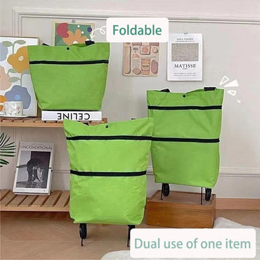 1Pc Foldable Shopping Bag with Wheels Trolley Large Reusable Cloth Hand Tote Bolsas Eco Fabric Supermarket Grocery Pull Cart Bag