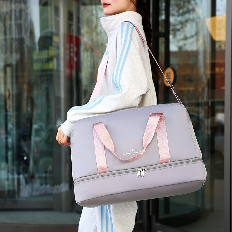 Large Capacity Travel Duffel Bag Oxford Gym Fitness Bag with Wet/Dry Zones & Shoes Compartment for Outdoor Trips Sport Bag