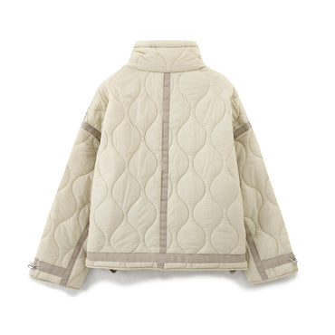 TRAF Women 2024 Autumn and Winter New Fashion Loose Cotton Jacket Short Coat Chic Long Sleeve Thin Cotton Clothes Outerwear Muje