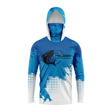 Camisa de pesca masculina com capuz, manga longa, proteção UV, vestuário de pesca