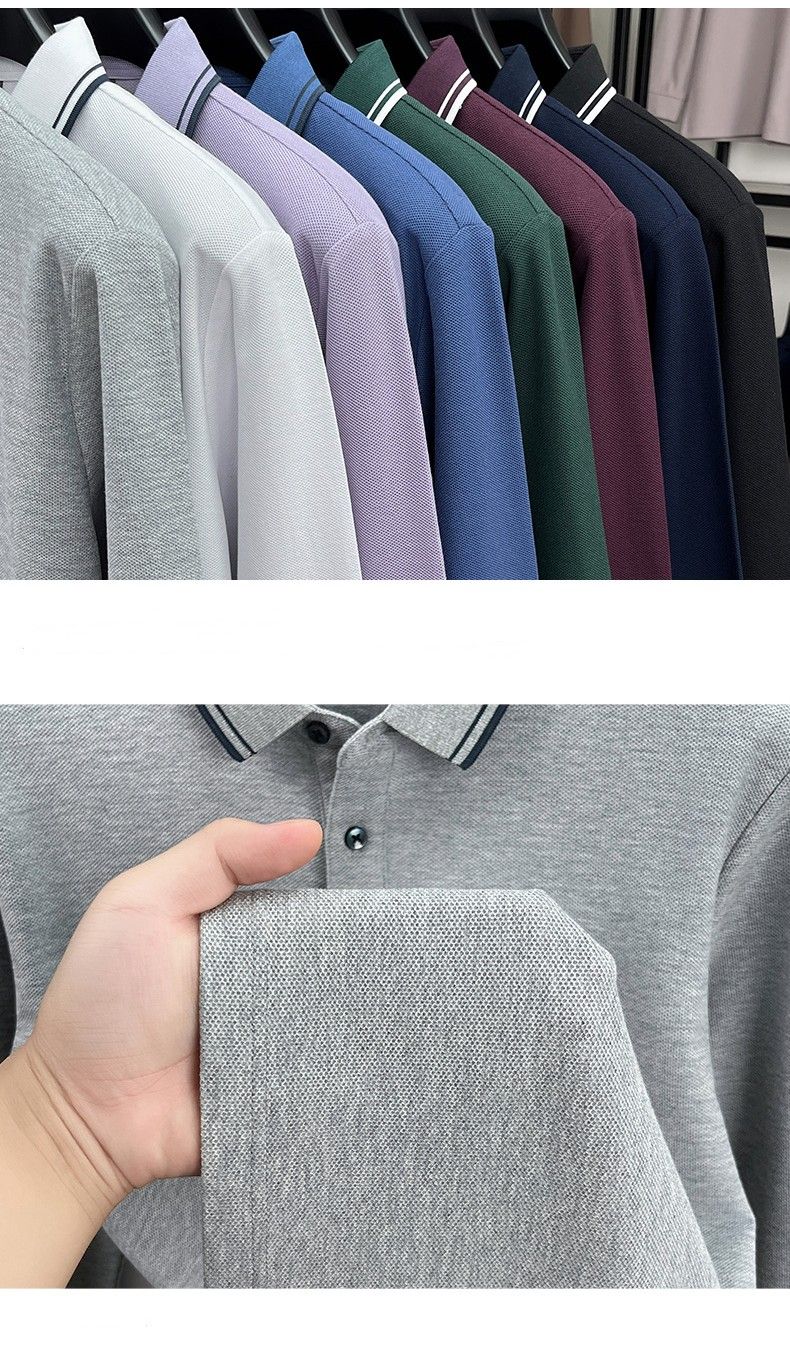 100% pure cotton high-quality brand men's long sleeve polo shirt autumn fashion striped original design golf top casual T-shirt
