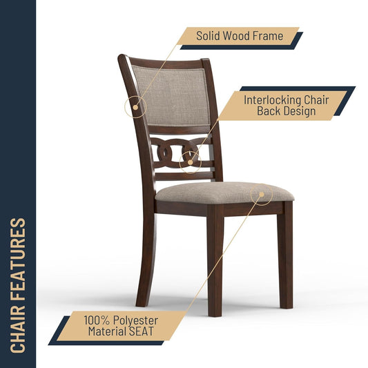 5-Piece Round Dining Set, 47-Inch Table & 4 Chairs, Cherry Finish