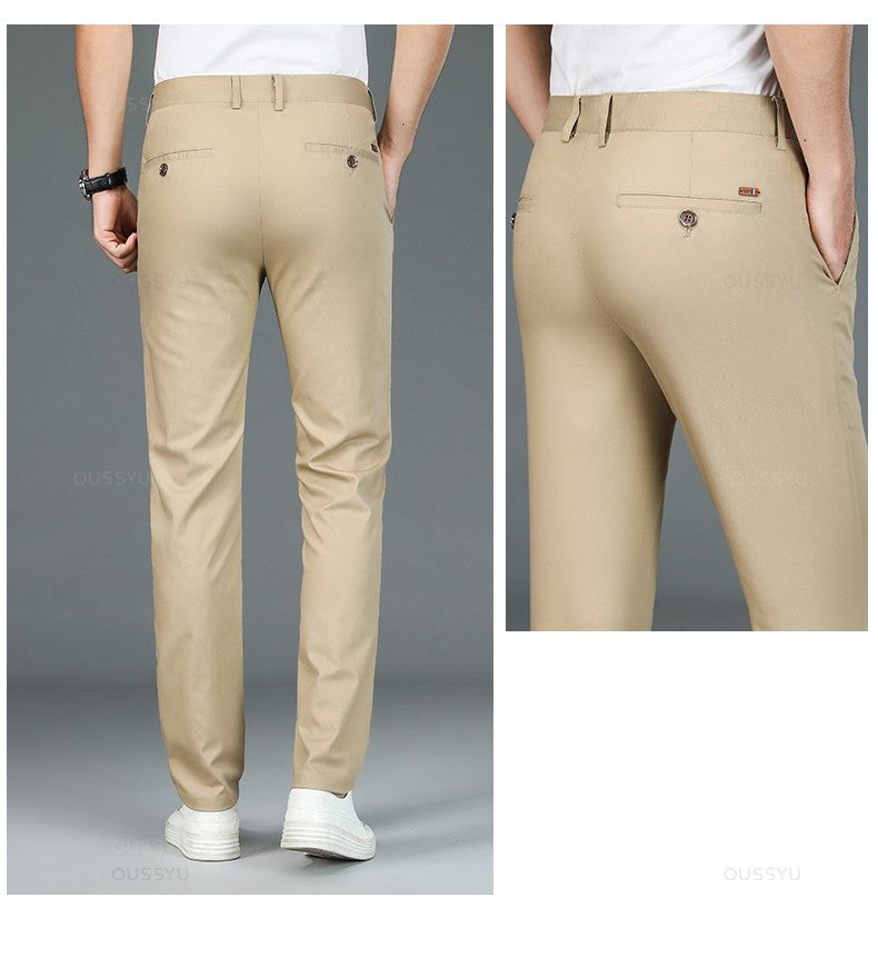 High Quality Luxury Straight Business Suit Pants Men Bamboo Fiber Designer Spring Summer Elegant Casual Long Formal Trouser Male