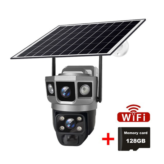 V380 Pro 12MP Solar WIFI IP Camera CCTV Two Lens Three Screen Auto Tracking Outdoor 6K Security Surveillance PTZ Camera